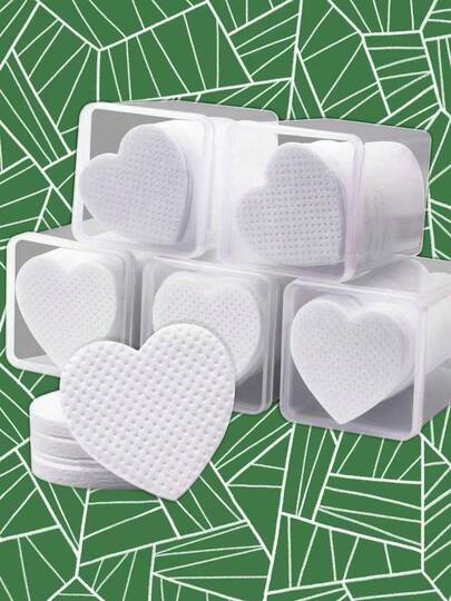 1000/500/400/200 piezas Almohadillas desechables sin pelusa con forma de corazón para desmaquillaje, Almohadillas quitaesmalte, Toallitas quitaesmalte de acetona suaves y sin tejido, Toallitas sin pelusa para quitar el gel de uñas, Productos para el cuidado de las uñas sin agua para la limpieza y eliminación diaria de manicura para mujeres y niñas