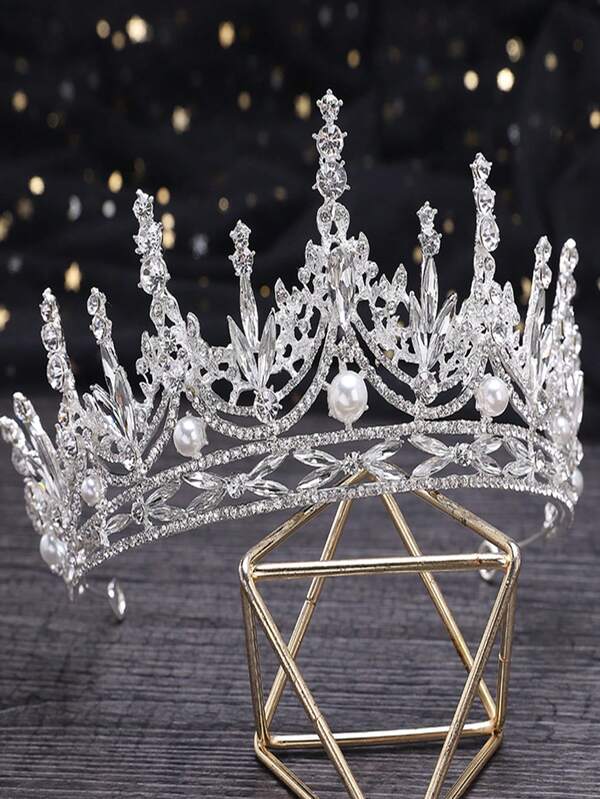 تاج فاخر من سبائك المعادن والكريستال والخرز الفضي للعروس، متعدد الاستخدامات للزفاف والأعياد والحفلات وجلسات التصوير