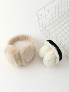 1 Piece Of Winter Foldable And Warm Ear Muffs, White Plush Windproof Ear Warmers, Anti Cold And Velvet Ear Covers, Anti Freezing Ear Muffs, Christmas And New Year Gifts