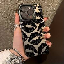 A Mobile Phone Case With Creative Lip Print Pattern, Suitable For Apple  16/11/12/13/14/15/15pro/15 Plus/15 Promax/7plus/8plus/X/Xs Max/Xr/11pro/12pro/13pro/14pro/12mini/13mini/11promax/12promax/13promax/14promax/14plus/6/6s/6plus/7/8/16Pro/16plus/,Suitable For 17 Air - 透黑 - 查看 1