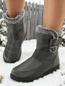 FZY Women's Thick-Soled, Warm Hiking Boots. Flat Boots With A Fleece Lining, Comfortable Ankle Boots Reaching Mid-Calf, Suitable For Winter Wear, Essential Shoes For Women's Winter Outfits, And A Top Choice For Valentine's Day Gifts-Women's Warm And Protective Hiking Boots - 灰色 - 查看 4