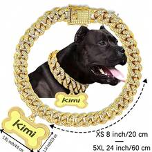 1pc Customized Luxury Rhinestone Dog Cuban Link Collar, 1.3cm Wide Hiphop Pet Necklace, Suitable For Small/Medium/Large Dogs, Pet Accessories & Gift, Can Engrave Pet Name, Phone Number, Anti-Lost Ornamental,Engraved Stylish,Fashion,Colorful,Vintage,Cute,Contracted,Cuties Custom,Unique,Customized,Personalized Pet For Anniversaries,For Birthdays,Pet Supplies,2025 Halloween Accessories,Fall Décor