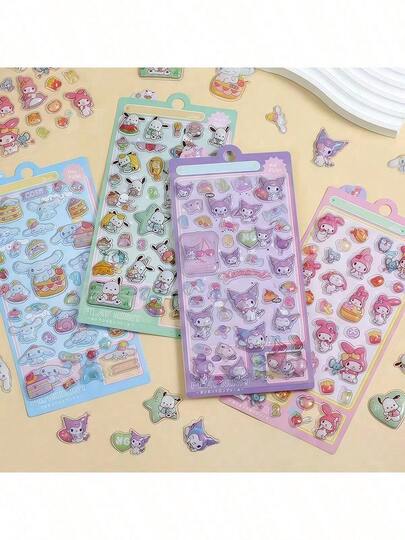 Sanrio Coolomi Sticker Melody 3D-DIY Decorative Sticker, Suitable For Laptops, Phone Cases, Water Bottles, Luggage, Handmade Materials Water Bottle Sticker Gift Decorations, Fun Patterns, Cute Designs, High-Quality Printing, Self-Adhesive Decorative Stickers, Handicraft Materials, Stationery Enthusiasts, Gift Shoppers