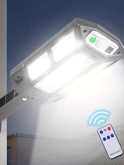 1pc Ultra Bright 6500k Outdoor Solar Wall Light With Remote Control, Motion Sensor & 43 Led For Yard Lighting Ip65 Waterproof