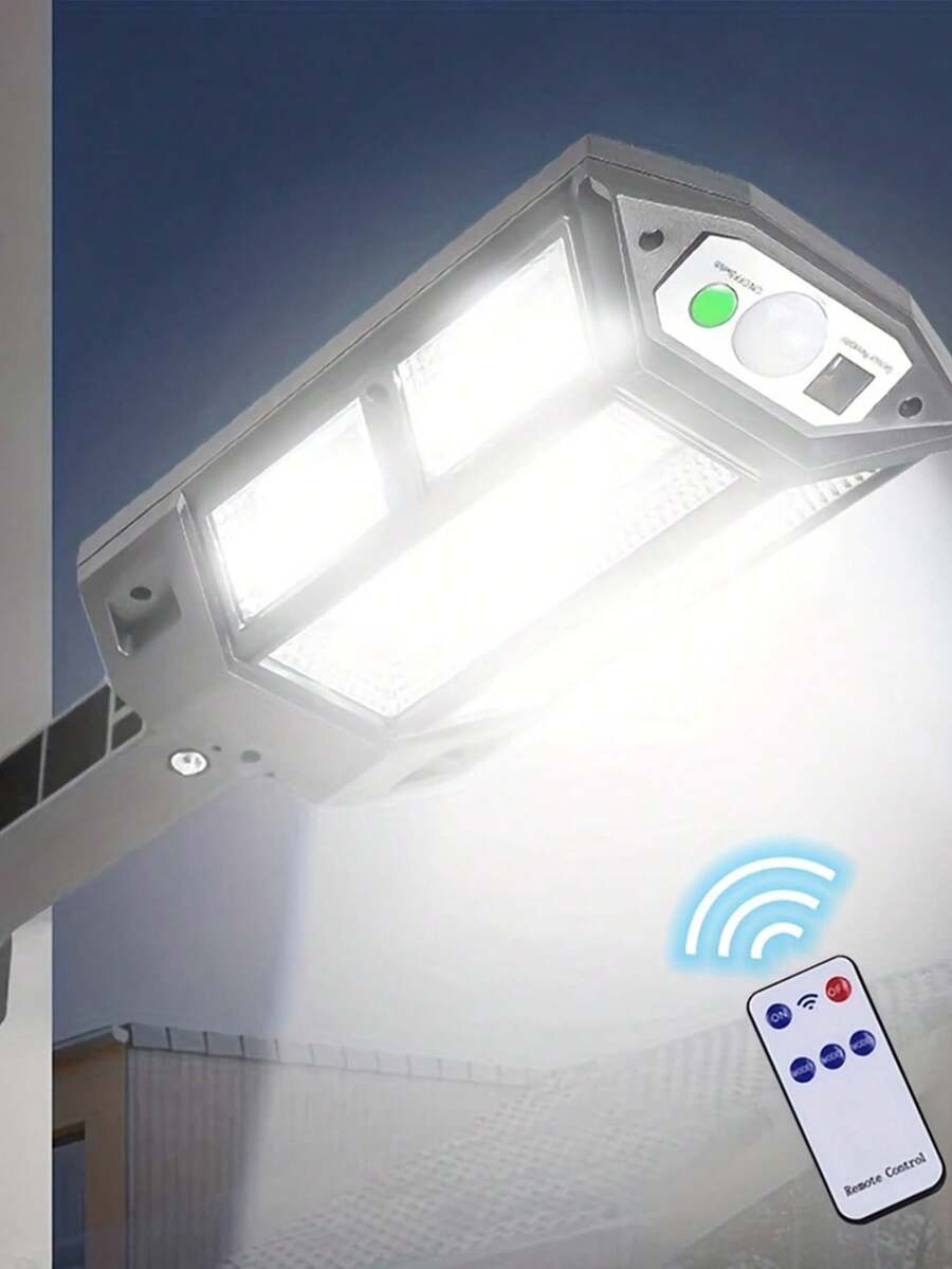 1pc Ultra Bright 6500k Outdoor Solar Wall Light With Remote Control, Motion Sensor & 43 Led For Yard Lighting Ip65 Waterproof