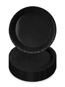 100 piezas de platos de papel negro, 50 piezas de 9 pulgadas y 50 piezas de 7 pulgadas de platos desechables de postre de Halloween, adecuados para el Día de San Valentín, el té de la tarde, la fiesta del bebé, el cumpleaños y otras ocasiones. - Multicolor - Ver 8