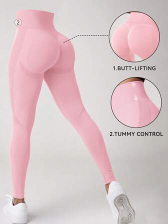 1pc Pink Butt Lifting Leggings For Women Gym Wear Women