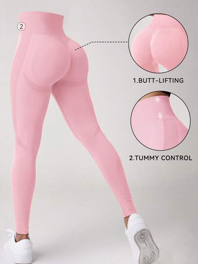 1pc Pink Butt Lifting Leggings For Women Gym Wear Women