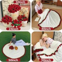 Crochet Flowers Bouquet Blanket, Handmade Rose Blanket, 24-43Inch Round Floral Soft And Lightweight Romantic Gifts For Birthday, Wedding, Home Decor, Bed, Sofa-Finished Product,Mother's Day Gift - Rose - 查看 7