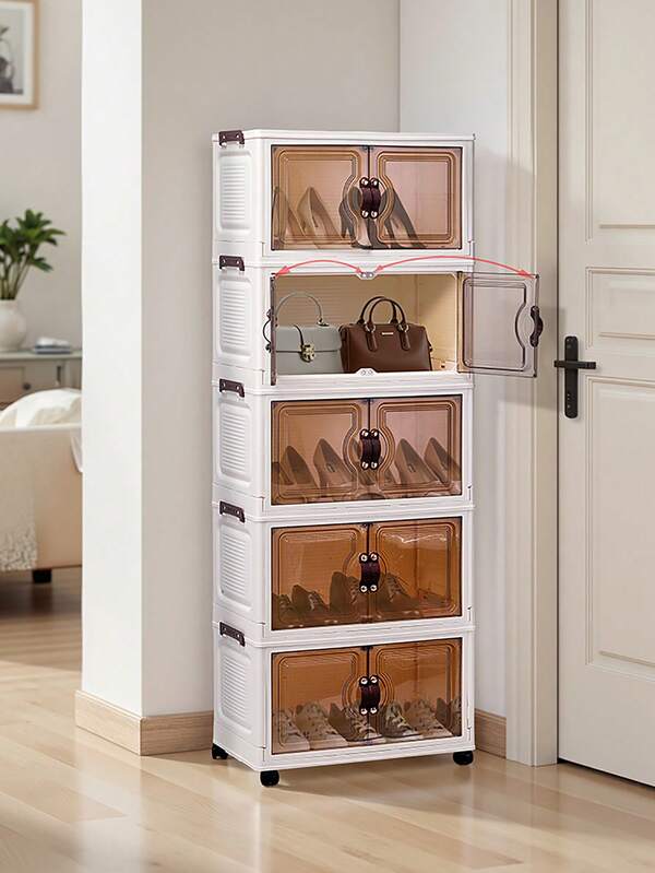 1 szt. składana plastikowa szafka z podwójnymi drzwiami, przenośna szafa do domu, szafka na zabawki do salonu, szafka na przekąski, szafka kuchenna, prezent na Boże Narodzenie i Halloween, pudełko do przechowywania, przechowywanie w sypialni