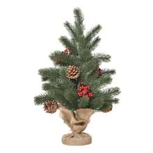 HOMCOM Artificial Christmas Tree 50 Cm With 55 Branches, 4 Red Berries And 4 Pine Cones, Stable PE And Cement Base, Ø28 X 50 Cm - Green - View 1