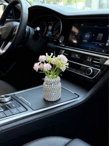 1pc Car Interior Decoration Full Of Diamonds, Mini Daisy Vase, Car Center Console, Window Edge Decoration Decoration Decoration - One Size 2 - View 13