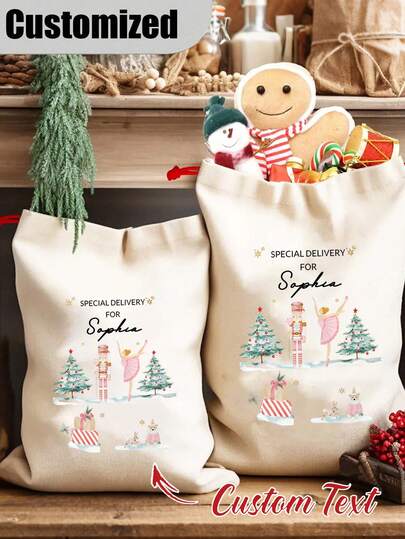 Personalized Santa Sack, Custom Name Christmas Gift Sack, Customized Text Santa Sack Is Very Suitable For The All Festive Occasions Gift Bags.