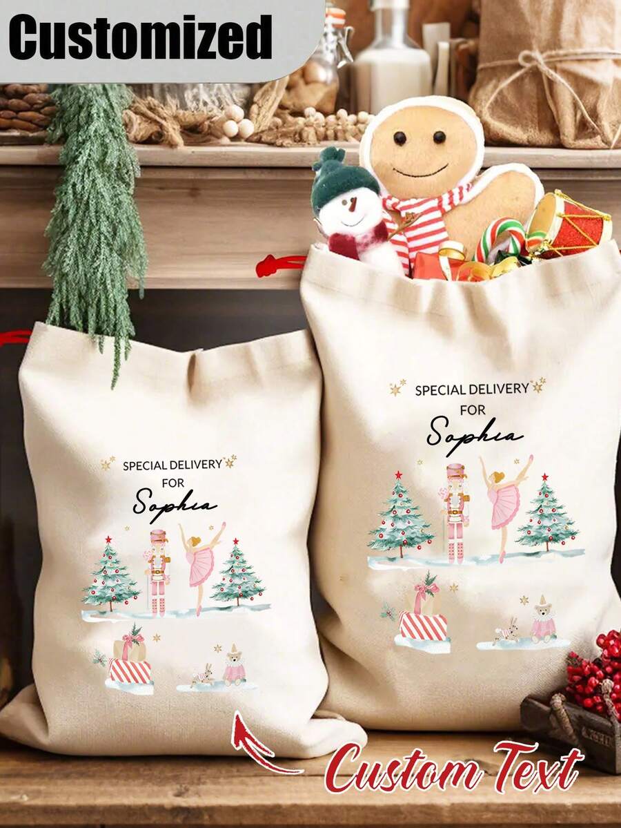 Personalized Santa Sack, Custom Name Christmas Gift Sack, Customized Text Santa Sack Is Very Suitable For The All Festive Occasions Gift Bags.