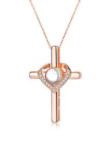 Customized Cross Photo Necklace, Personalized Cross Projection Necklace With Photo Inside, Memorial Gift, Mother's Necklace, Grandparent Gift