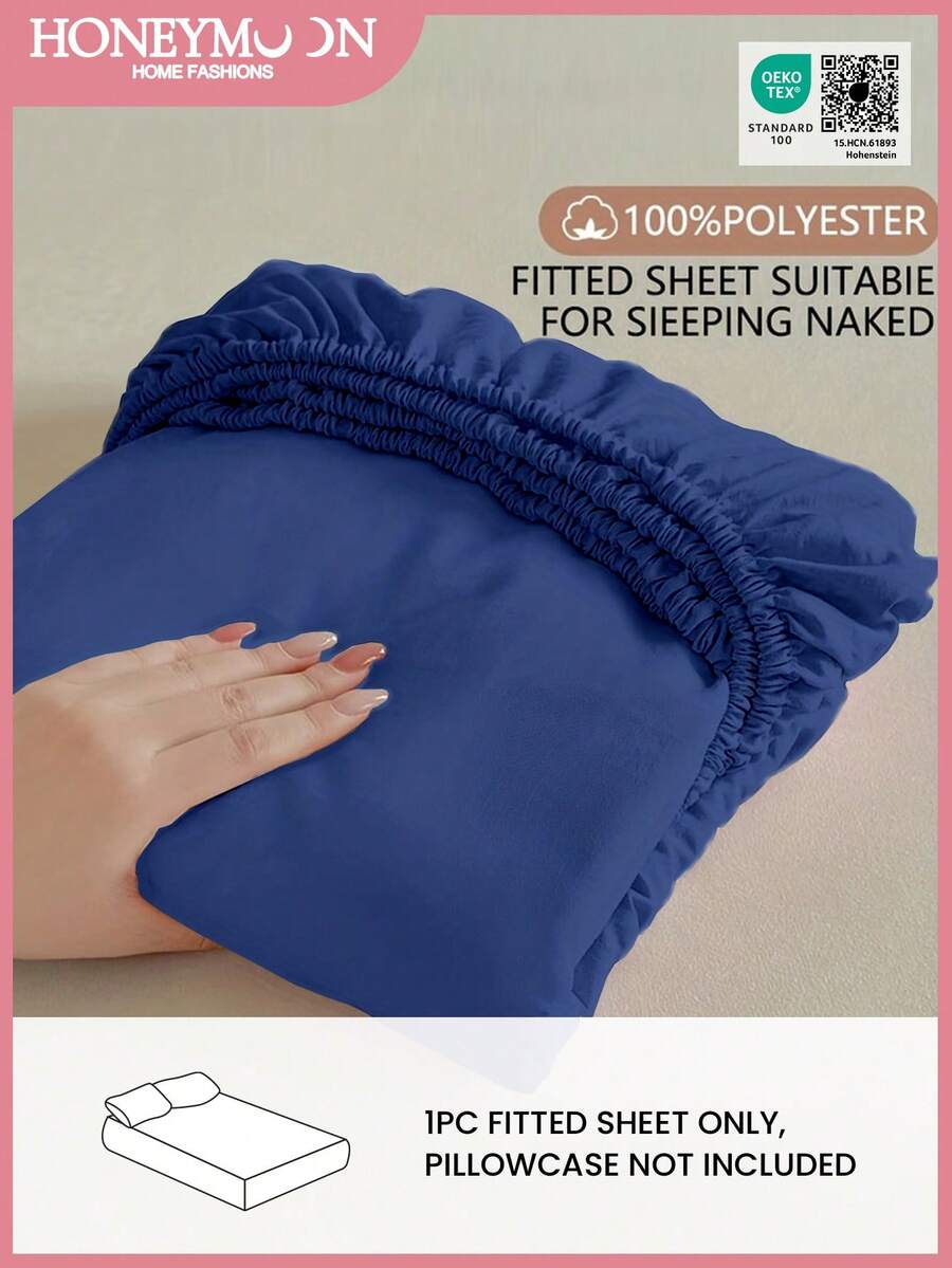 1件超柔软纯色床笠，轻盈如云，9.84英寸/25厘米深口袋，适用于所有尺寸的床——单人床、双人床、大号双人床、特大号双人床，居家和宿舍必备 - 藏蓝色 - 查看 1