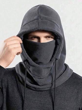 Windproof Winter Masks, Warm Wool Ski Masks For Men And Women, Winter Motorcycle Bike Riding Neck Guards, Adjustable Strap, Random Black And Gray