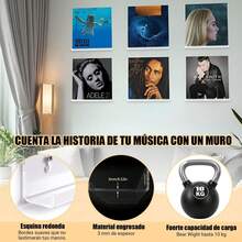 AEVIORA 8 Pcs Estantes Flotantes para Discos de Vinilo, Soporte para Vinilos de 12 Puadas, Repisa para Exhibición y Almacenamiento de álbumes, Soporte de Pared de Acrílico Transparente - negro - Ver 2