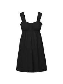 Women Summer Sleeveless Dress Floral Embroidery Loose Party A-Line Dress For Beach Club Streetwear - Black - View 4