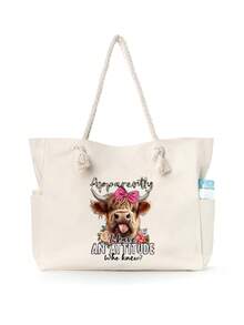 1pc Large Printed Beach Tote Bag With Zipper, Summer Girls Tote Bag, Pool Vacation Storage Bag, Large Capacity Shoulder Bag, Multiple Usage Scenarios, Suitable For Beach Sunbathing, Picnic, Camping, Travel, Gym, Pool Bag, Beach Bag, Weekend Bag Reusable Shopping Bag Or Daily Commuting - Multicolor - View 20