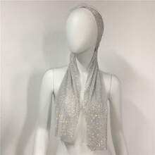 European And American Hot-Selling Women's Accessories Elastic Rhinestone Street Style Headscarf Music Performance Hip-Hop Headscarf Hat - Kiểu tóc ngắn màu đỏ hồng với lưới dày - Xem 7