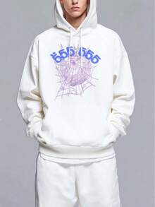 Bluza Z Kapturem Sp5der Worldwide Z Bawełny – Bluza Z Kapturem W Stylu Ulicznym – Luźna Koszulka Sportowa Dla Mężczyzn I Kobiet - 白色 - 查看 1