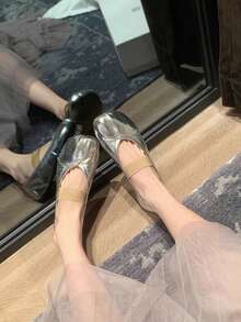 New Tren.Dy Open-Toe Soft-Sole Split-Toe Shoes For Women Flat Pig Trotter Split-Toe Single Shoes Mules (Silver/White/Black Size 35-40) - 銀色 - 查看 8