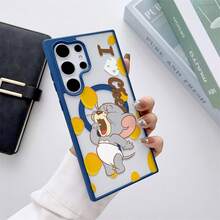 Clear Phone Case With Baby Jerry Mouse & "I Love Cheese" Print, Yellow Cheese Dots Design, Transparent Magnetic Shockproof Case  For Samsung Galaxy S25 Ultra/S25 Plus/S25/ Galaxy S24 Ultra/S24 Plus/S24/S24 FE/S23 Ultra/S23 FE/S22Ultra/S22 Plus/S22,Galaxy S25 Case,Galaxy S25 Case,Galaxy S25 Ultra Case Plus Stocking Stuffers,The Girlfriend,The Chosen,Early Fall Fashion. - 黑色 - 查看 5