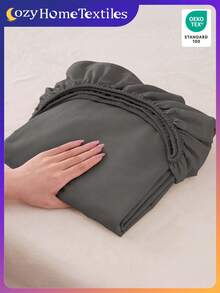 1 pieza Sábana ajustable de unicolor, ropa de cama, sábana ajustable, sábanas ajustables, cubierta de colchón, ropa de cama suave y cómoda para dormitorio, sábana ajustable gris oscuro, sábana de bolsillo profundo amigable con la piel, protector de colchón de unicolor, cubrecama para dormitorio