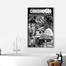 Framed Chainsaw Manga Canvas Poster: Anime Manga Art. New Year, Halloween, Christmas, For Room Decor, Room Painting, Living Room Painting, Halloween Decor, Bathroom Decor, Home Decor, Wall Decor, Bedroom Decor. - In ngẫu nhiên - Xem 3