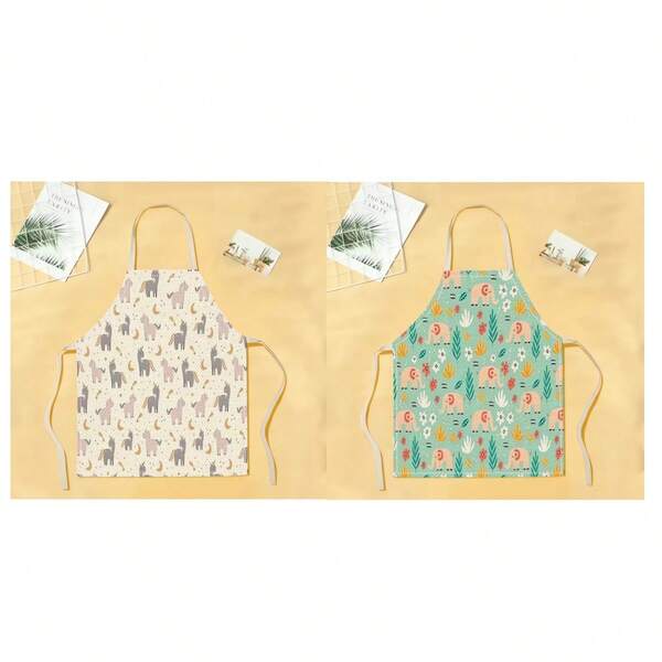 1pc Elephant Pattern Apron, Creative, Interesting And Fashionable Printed Home Cleaning Apron, Oil-Resistant And Easy-To-Clean Kitchen Cooking Apron, Creative Home Apron