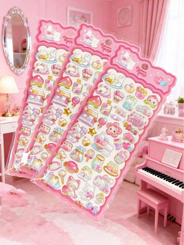 ملصقات شفافة مزخرفة ثلاثية الأبعاد، ملصقات كرتونية جميلة، هي الأنسب لديكور زجاجات المياه والدفاتر والألعاب والثلاجات والهواتف المحمولة وغيرها. ملصقات DIY جوكا لديكور الكتيبات في عيد الميلاد