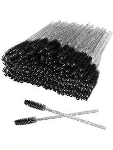 100/50/10 Sets Mascara Bürsten, Augen-Kajal-Stäbchen, biegbare Einweg-Augenbrauenbürsten, speziell für Wimpernverlängerung geeignete Bürsten, Augenbrauenbürsten, Rizinusöl-Bürsten (Kristallpulver)