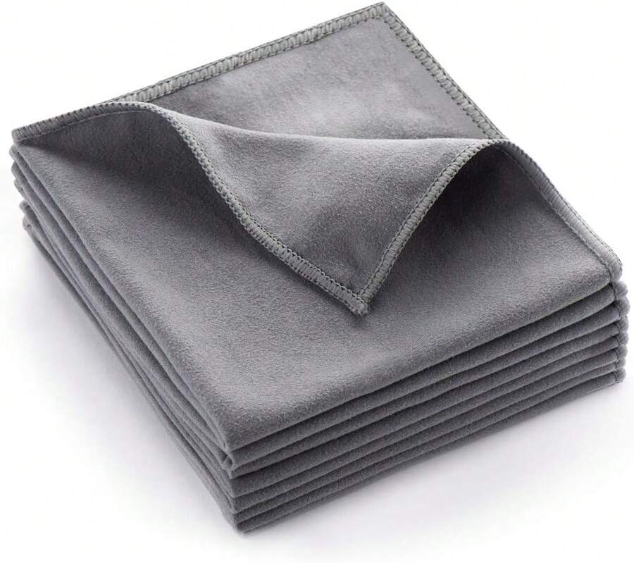 8 Pack Microfiber Screen Cleaning Cloth,Premium Double-Sided Suede Microfiber Cloths For Glasses,Lenses,Computer,Pe,TV,Electronic Device Screens Wipes Cloth,12 X 12 Inches,Grey,25866095 - 深灰色 - 查看 1