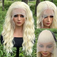 酒红色、黑色、金色短款波浪蕾丝前假发，无需胶水即可打造自然波浪，采用耐热合成纤维制成，带有婴儿发，24英寸 - 彩色 - 查看 4