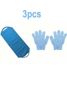 3pcs Exfoliating Gloves And Back Scrubber Set, Exfoliating Bath Gloves, Long Handle Exfoliating Back Scrubber (With Handle), Double-Sided, Ideal Gift For Christmas, New Year, Mother's Day, Graduation - Multicolor - View 11