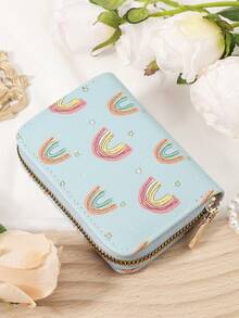 Rainbow Pattern Wallet,Women's Credit Card Wallet, Large Capacity Multi Card Holder, Double Zipper Card Holder,Fashion,Modern,Business,For Anniversary,For Christmas,On Valentine Day,For Birthday Gift,For Gift,For Lover For Women,For Girls,For Lady,For Female,Bag School Supplies For School Dorm Room & Back To School