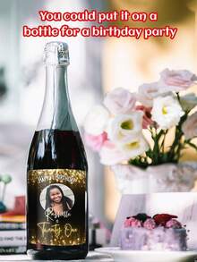 12 Pcs Custom Wine Bottle Labels Printed, 10x8cm, My Labels, My Fifth Year, Thank You Labels For 15 Years, Pink, Blue, Maroon, Burgundy, Personalized Wine Bottle Stickers, Wedding Wine Bottle Sticker, Party Bottle Sticker - Multicolor - View 7