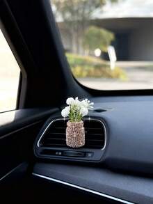 1pc Car Interior Decoration Full Of Diamonds, Mini Daisy Vase, Car Center Console, Window Edge Decoration Decoration Decoration - One Size 2 - View 14