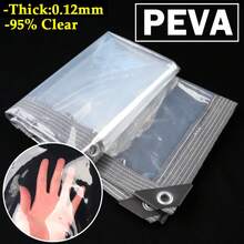 95% Clear PEVA Rainproof Cloth Patio Pergola See Through Tarp Curtain Garden Succulents Rain Cover Outdoor Transparent Tarpaulin - Gray Edge - View 2