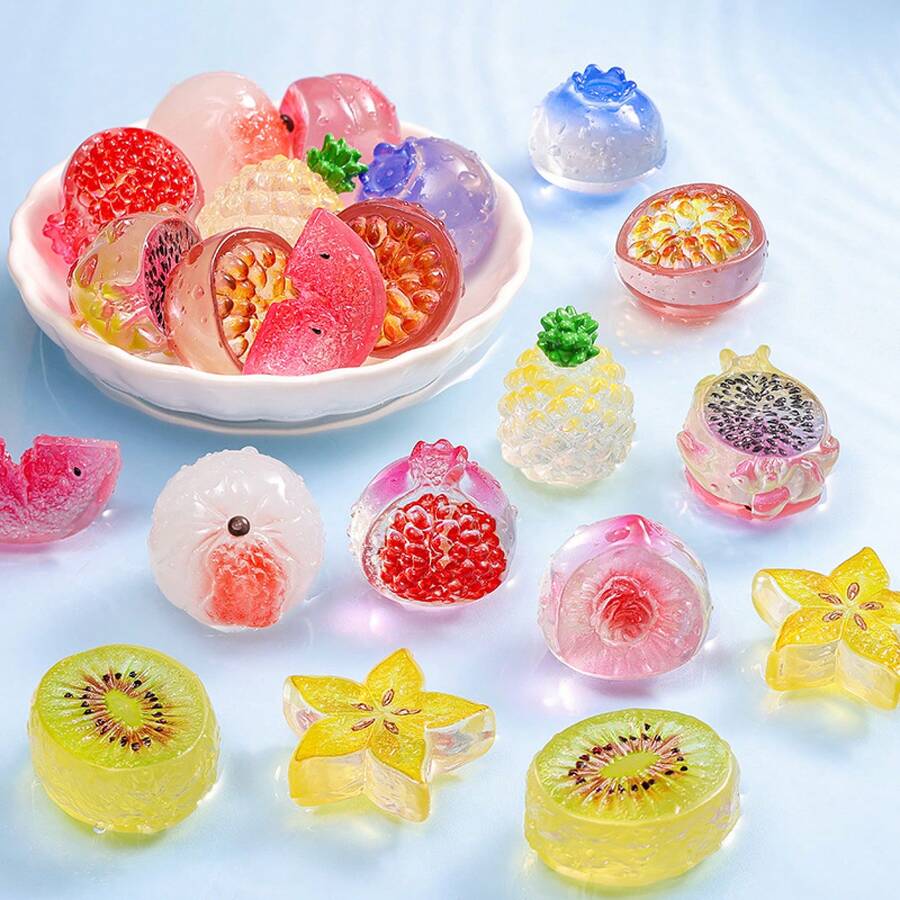 A Miniature Landscape Artificial Fruit Ornament Lychee Pomegranate Pineapple Peach Resin DIY Craft Decoration Small Ornament - 3 - 查看 1