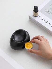 1 pieza Soporte de vela de té de cerámica - Quemador de aceites esenciales, difusor de fragancias, artesanía de cerámica para decoración del hogar, suministros para festivales y fiestas, meditación y yoga, regalo perfecto