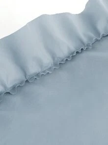 1pc Romantic French Style Ruffled Quilted Envelope Without Filler, Chic Romantic Decorative Throw Pillowcase For Bedroom/Dorm/Sofa/Couch, Gift For Lover, Friend. Machine Washable. Oeko-Tex Certified. Dusty Blue - Dusty Blue - View 5