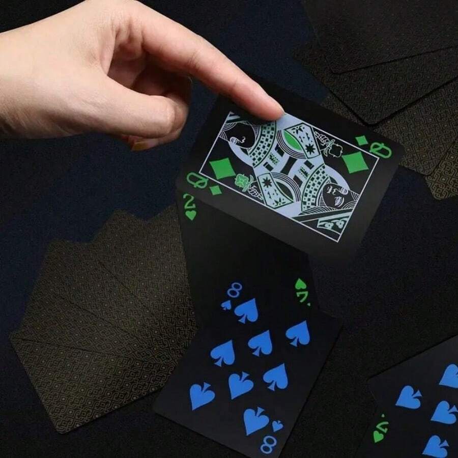 1 Set Creative Personalized Playing Cards, Waterproof PVC Plastic Material Matte Black Magic Poker Cards, Board Game Cards For Party