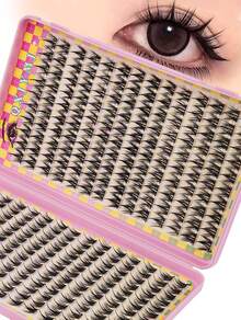 308pcs Comic Lash Cluster Large Capacity Lash Box Set  Soft And Fluffy Lash Clusters Slim Suitable For Beginners Simple And Easy To Wear Suitable For DIY Eyelash Extension Tools Cosplay At Home - C - 查看 3