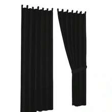 Juego de Cortinas Negras con Ollaos para Barra - Negro - Ver 1