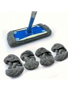 4pcs Reusable Microfiber Mop Pads - High Absorbency, Washable, Durable, Easy To Clean, Wet And Dry Use, Perfect For Flat Floors, Pet Owners, And Busy Households - Premium Cleaning Supplies