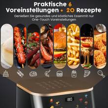 OYAJIA 9L Hot Air Fryer 1800W Air Fryer With Viewing Window & LED Touchscreen, Oil-Free Frying Up To 210°C, 20 Automatic Programs, Timer, Keep Warm Function, Non-Stick Container, Baking, Grilling, Roasting - màu đen - Xem 2