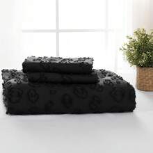 Black Leopard Print Textured FQueen Duvet Cover Set, 3 Pieces Soft Tufted Bedding FQueen Set All Seasons, Breathable And Cozy, Includes 1 Duvet Cover, 2 Pillowcases (Jacquard Black, FQueen){Inchcolor_nameinch:InchJacquardBlackinch,Inchsize_nameinch:InchFQueeninch} - 提花黑色 - 查看 4