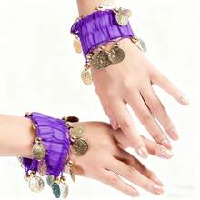 1 paire de bracelets à pièces en mousseline, accessoires de danse, décoration de costume de scène, accessoire polyvalent de style de rue, convient pour Halloween, carnaval, célébrations de festivals, peut également être utilisé comme bracelets de cheville, costume de fête - Multicolore - Voir 14
